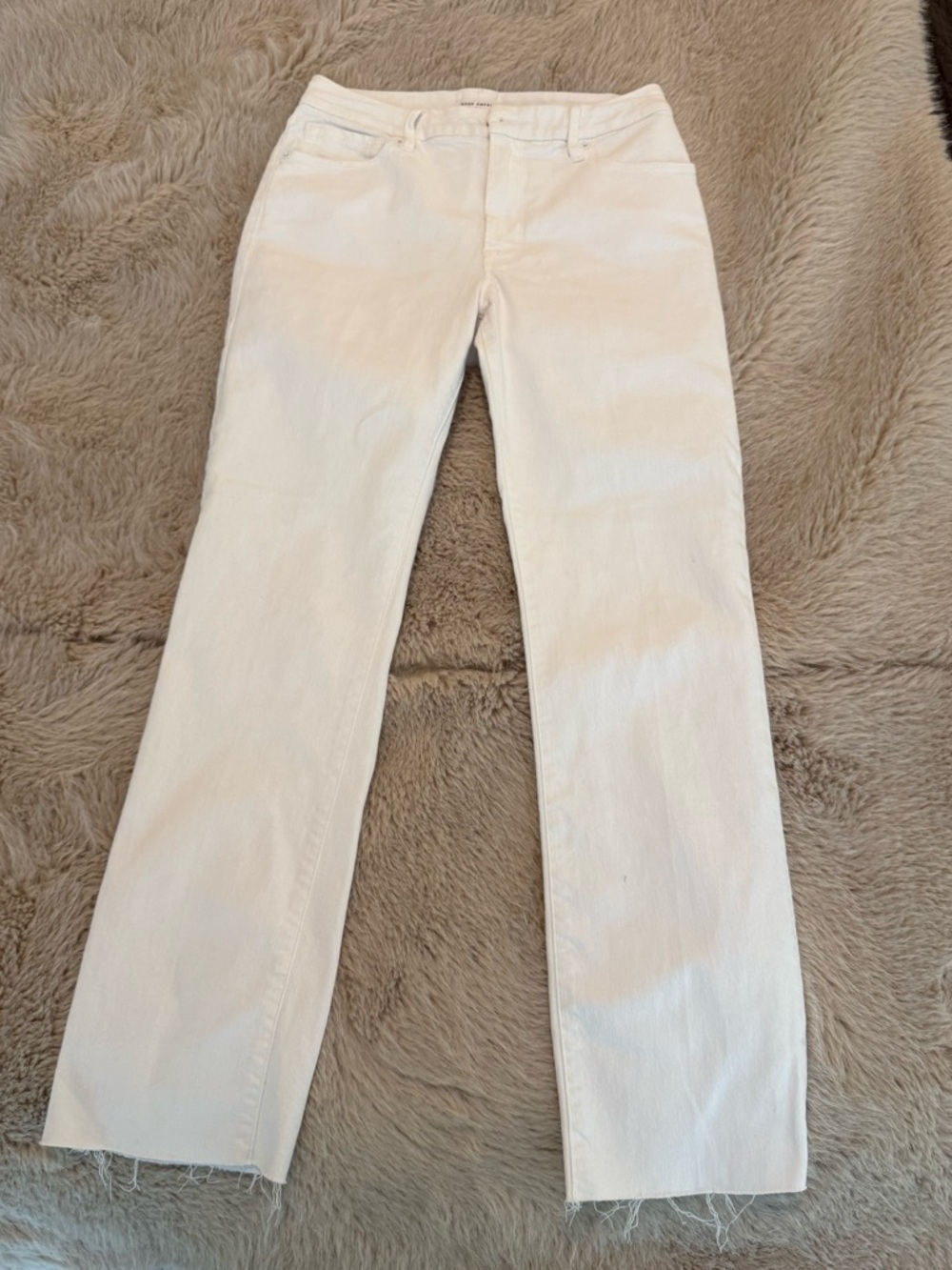 Good American Cropped Straight White Jeans